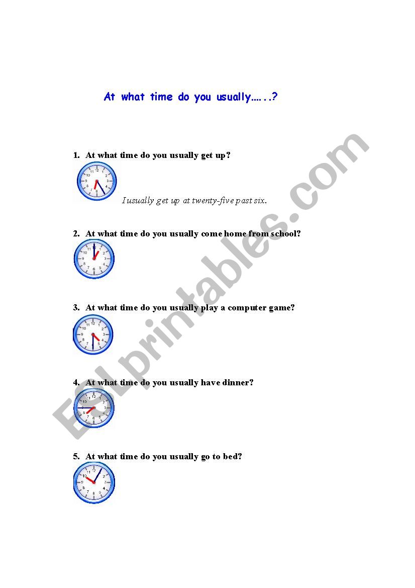 Drill Present Tense Using The Clock