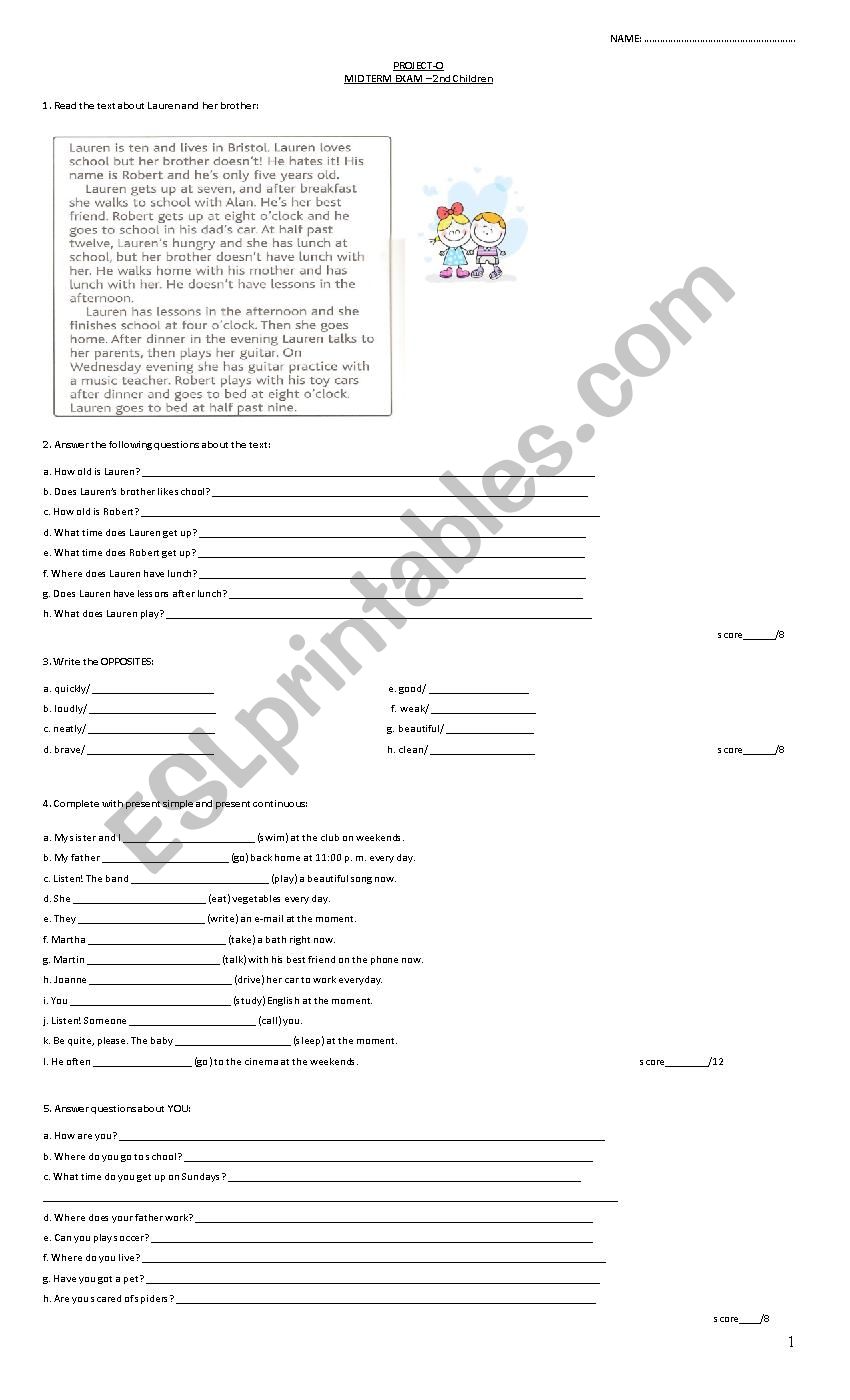 TEST worksheet