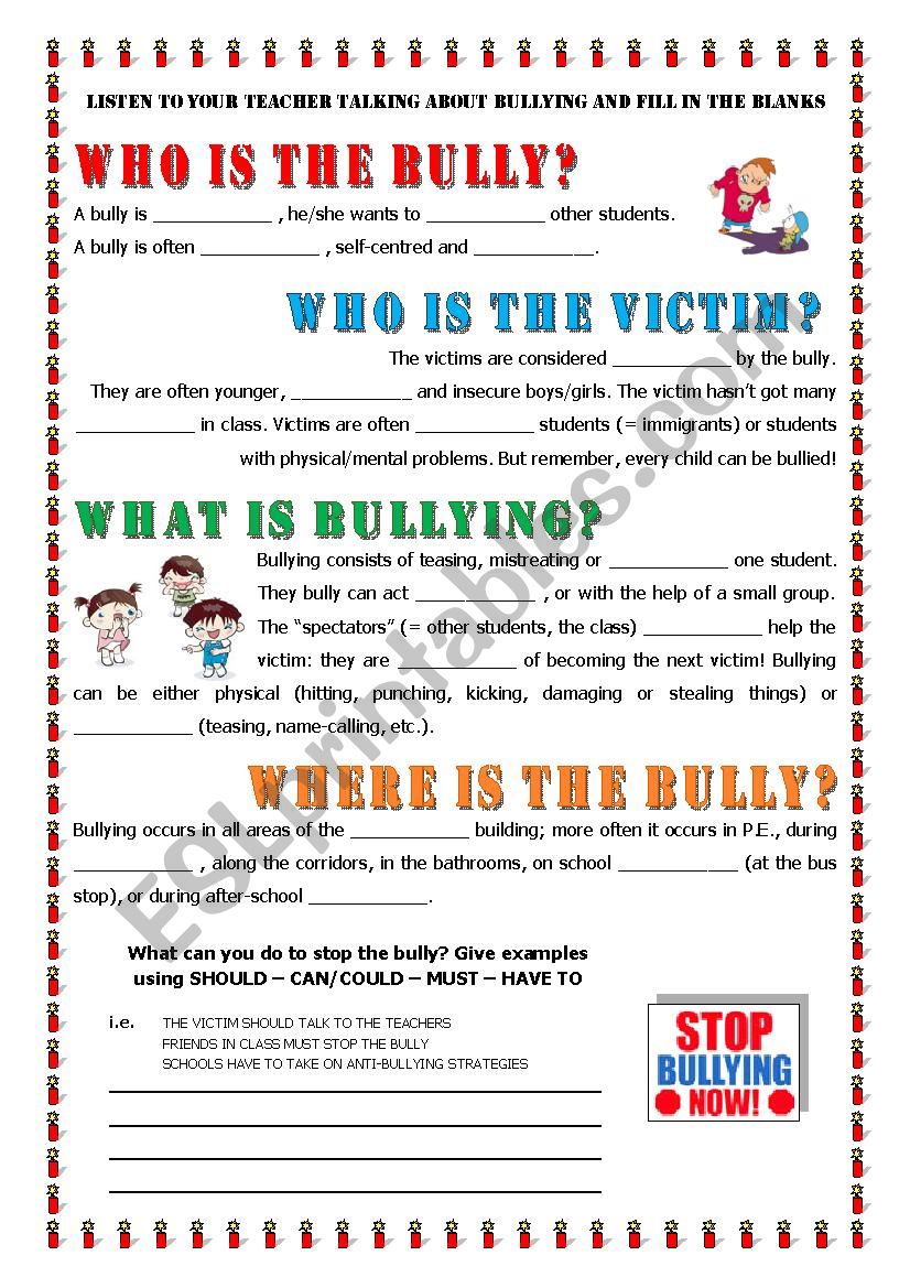 key-informaton-about-bullying-esl-worksheet-by-alex076