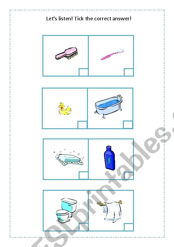 Bath time worksheet