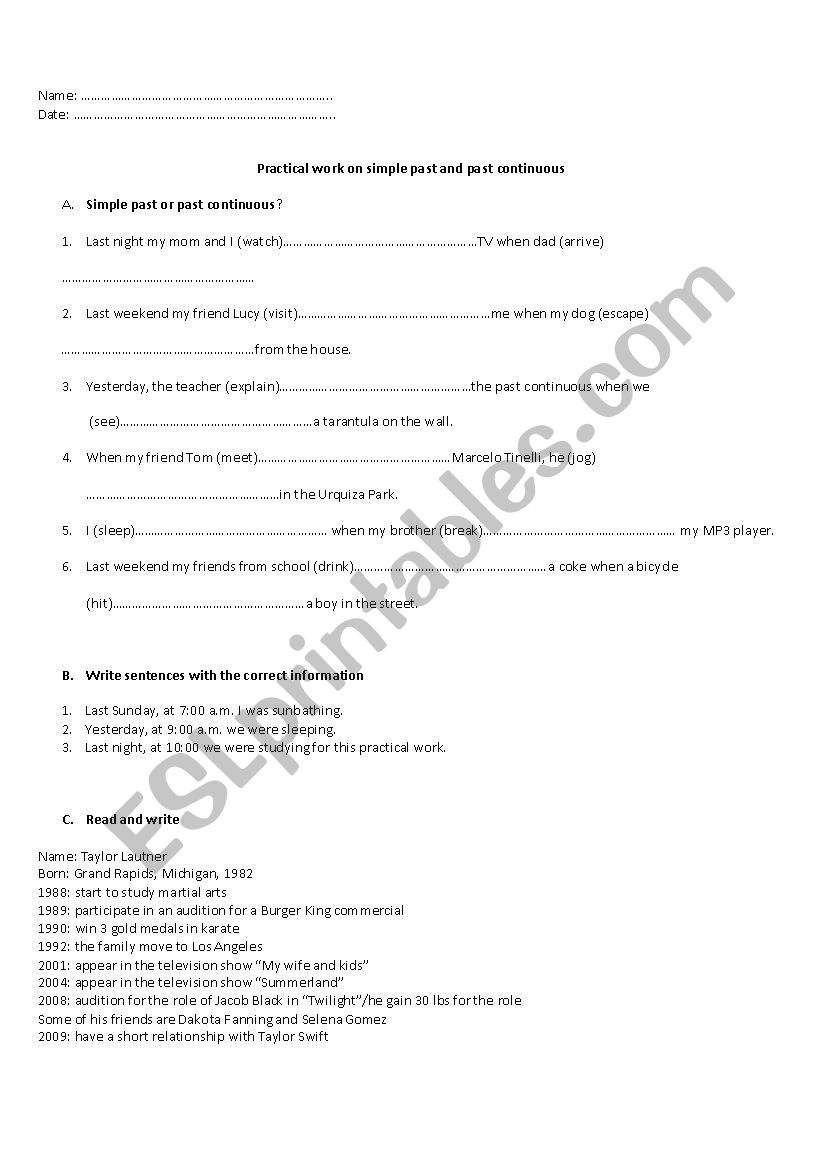 Simple past and past continuous