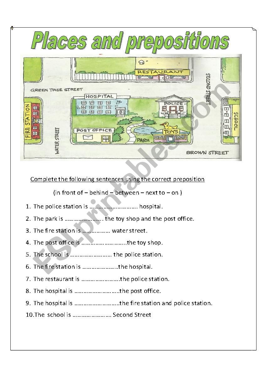 PLACES AND DIRECTIONS worksheet