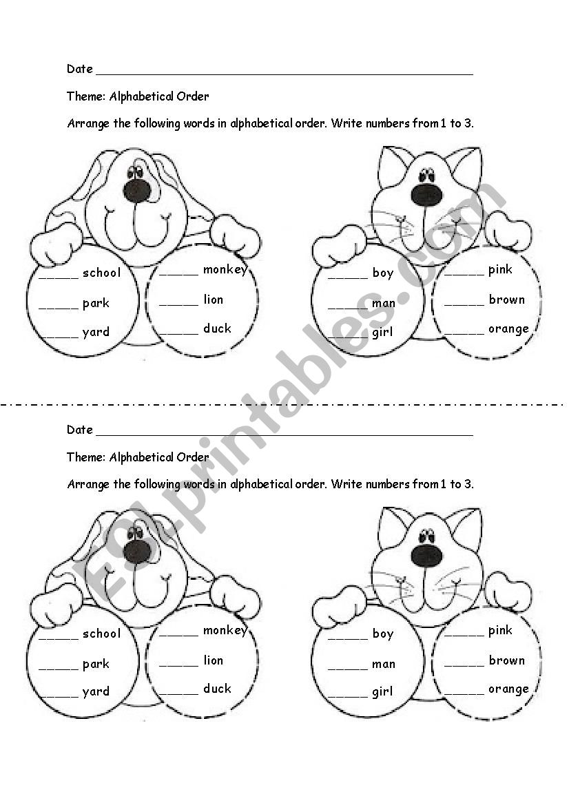 Alphabetical Order worksheet