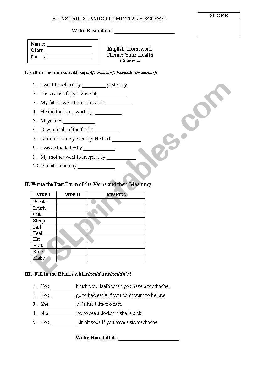 your health esl worksheet by dearestra honeybee