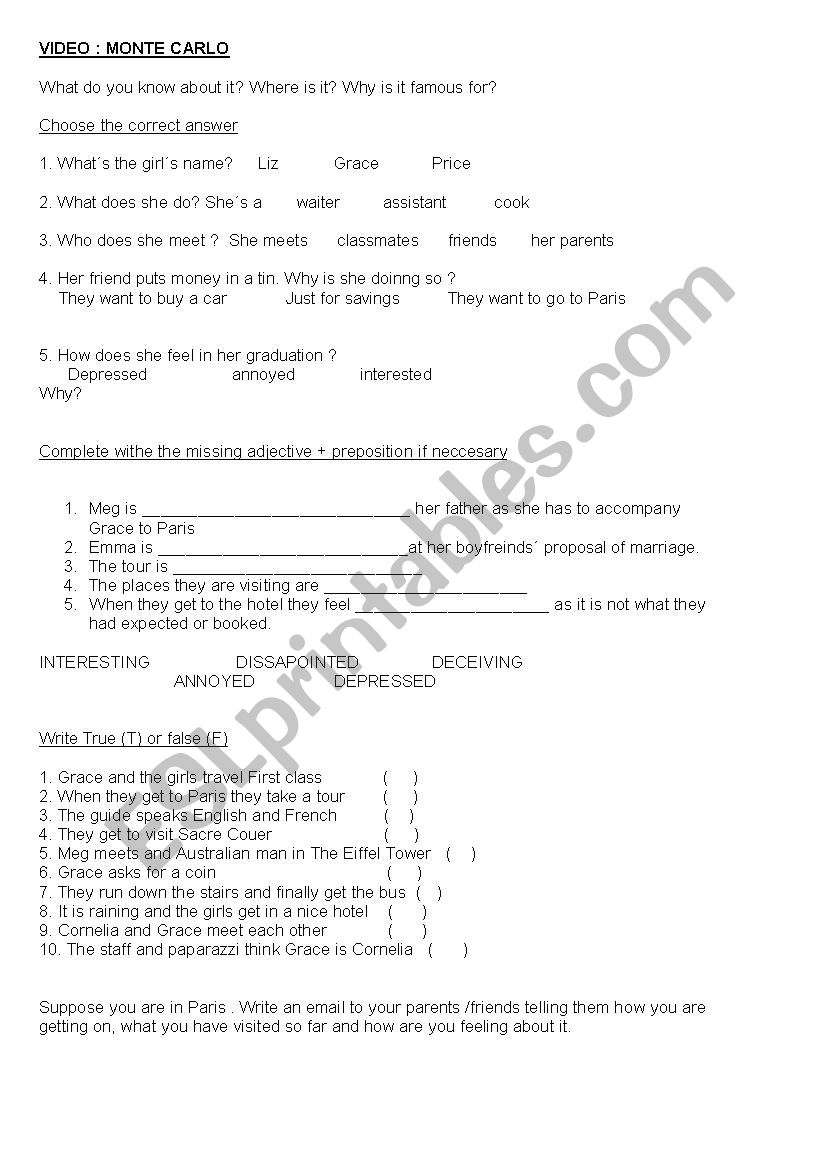 VIDEO WORK MONTE CARLO worksheet