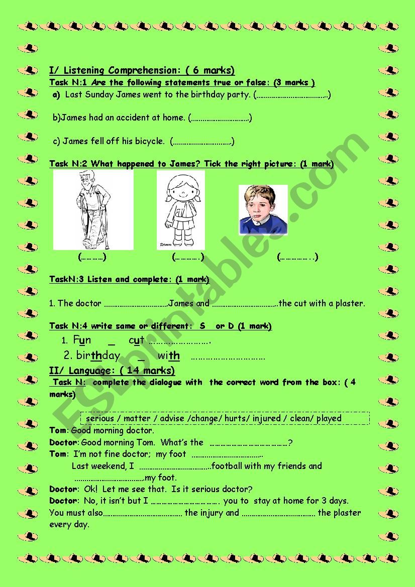 mid of term test 3 worksheet