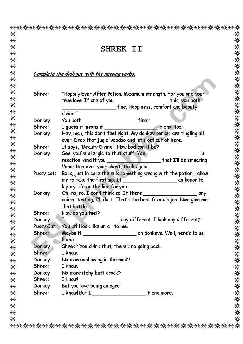 Shrek II worksheet