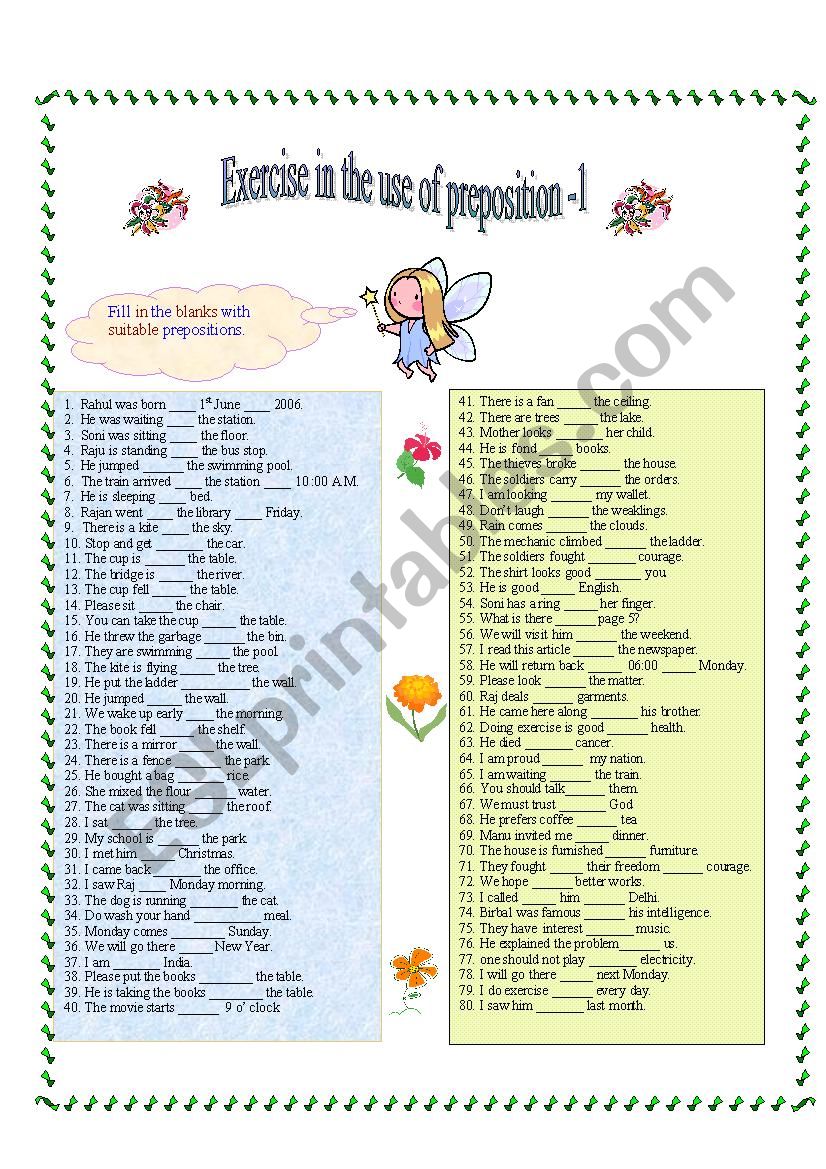 Prepositions Exercises With Answers Pdf