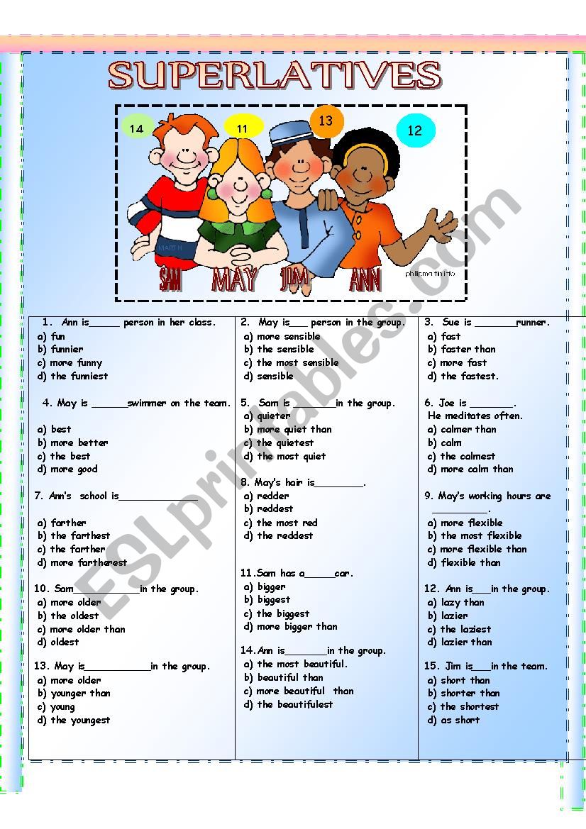  SUPERLATIVES ESL Worksheet By GIOVANNI