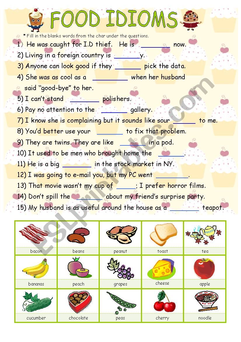 FOOD Idioms - ESL worksheet by chiconattuu