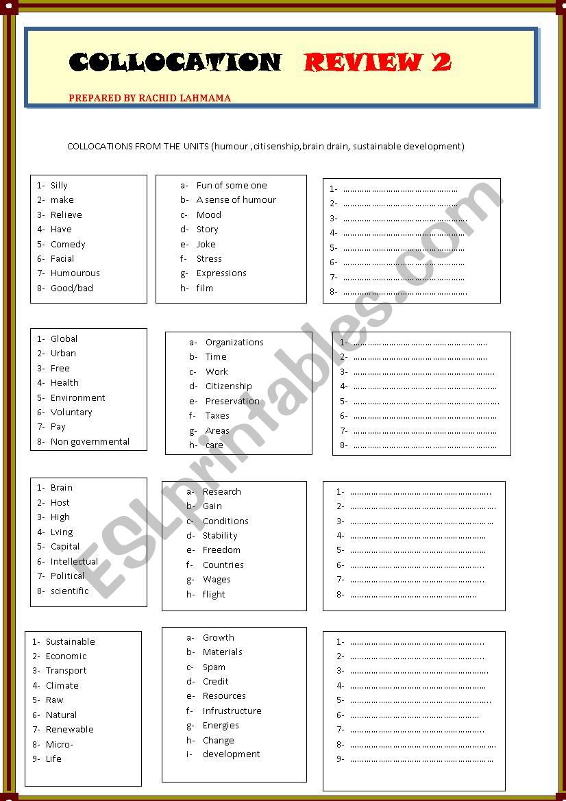 collocation review 2 worksheet