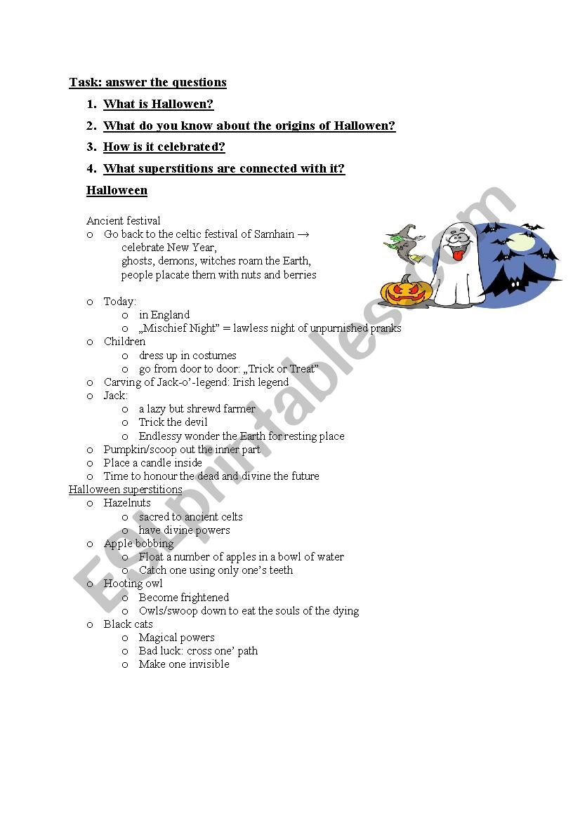 Halloween worksheet