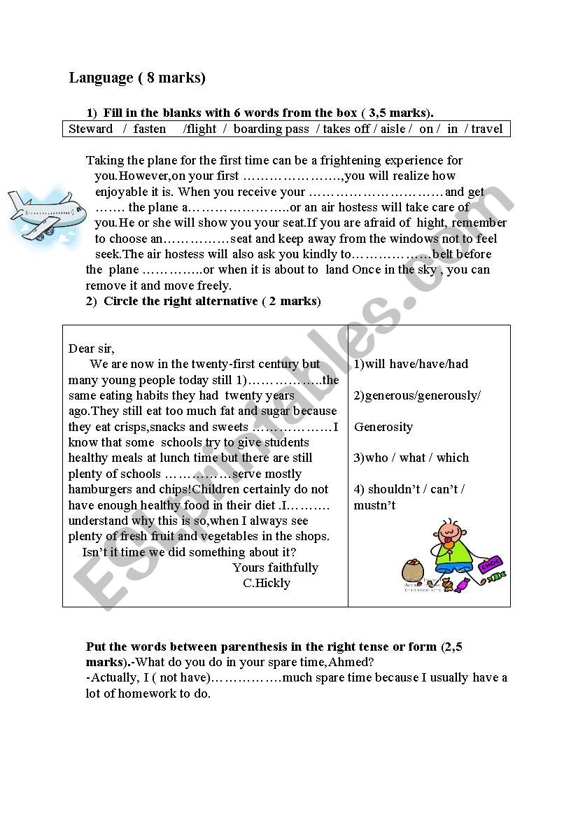 english test worksheet