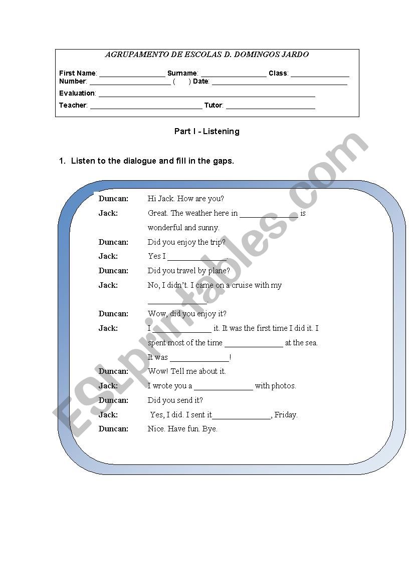 written test worksheet