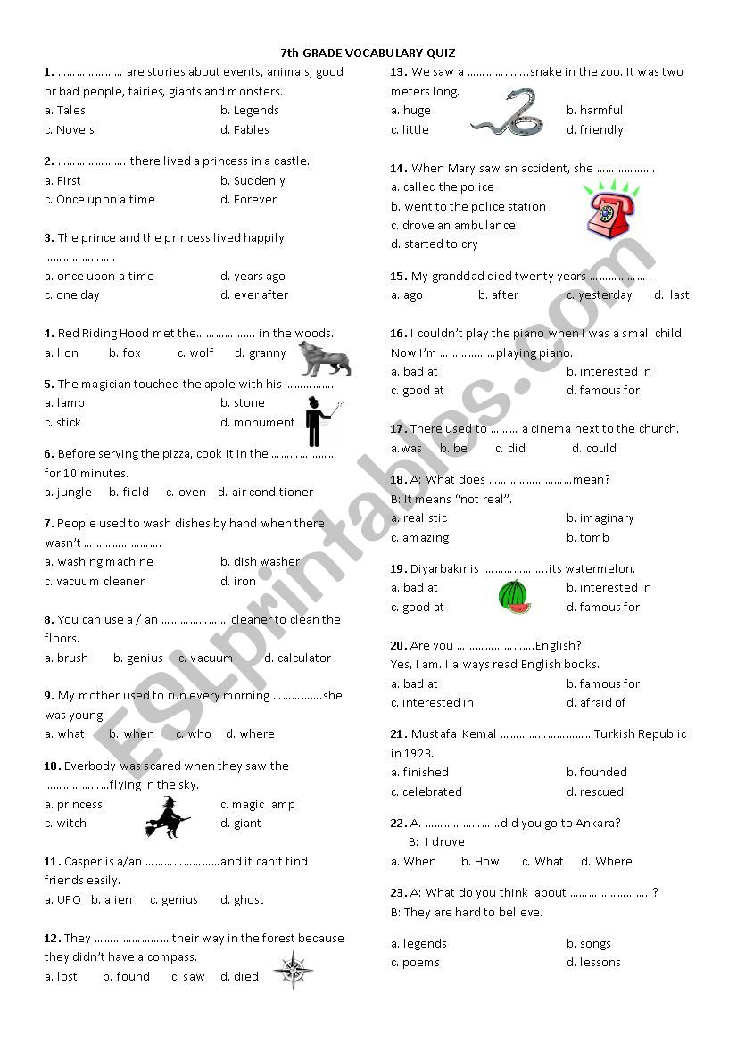 Vocabulary Quiz - ESL worksheet by karaoz