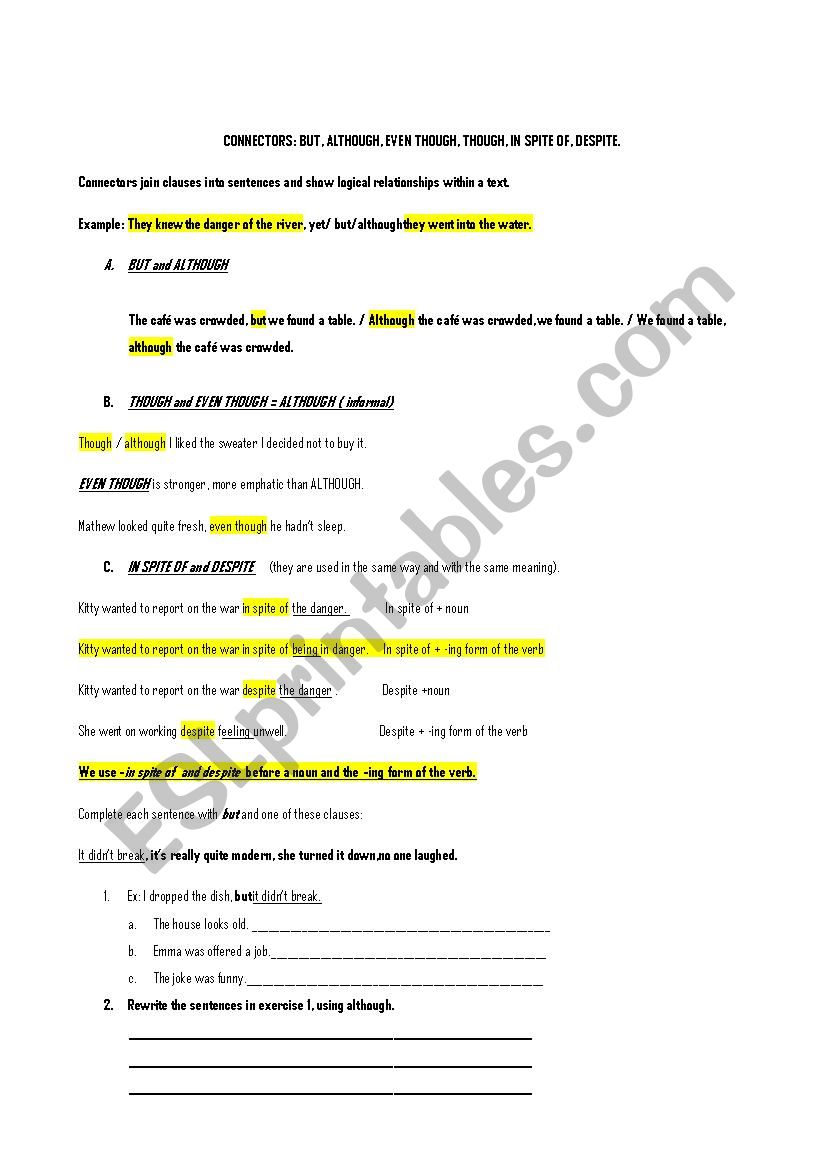 connectors worksheet