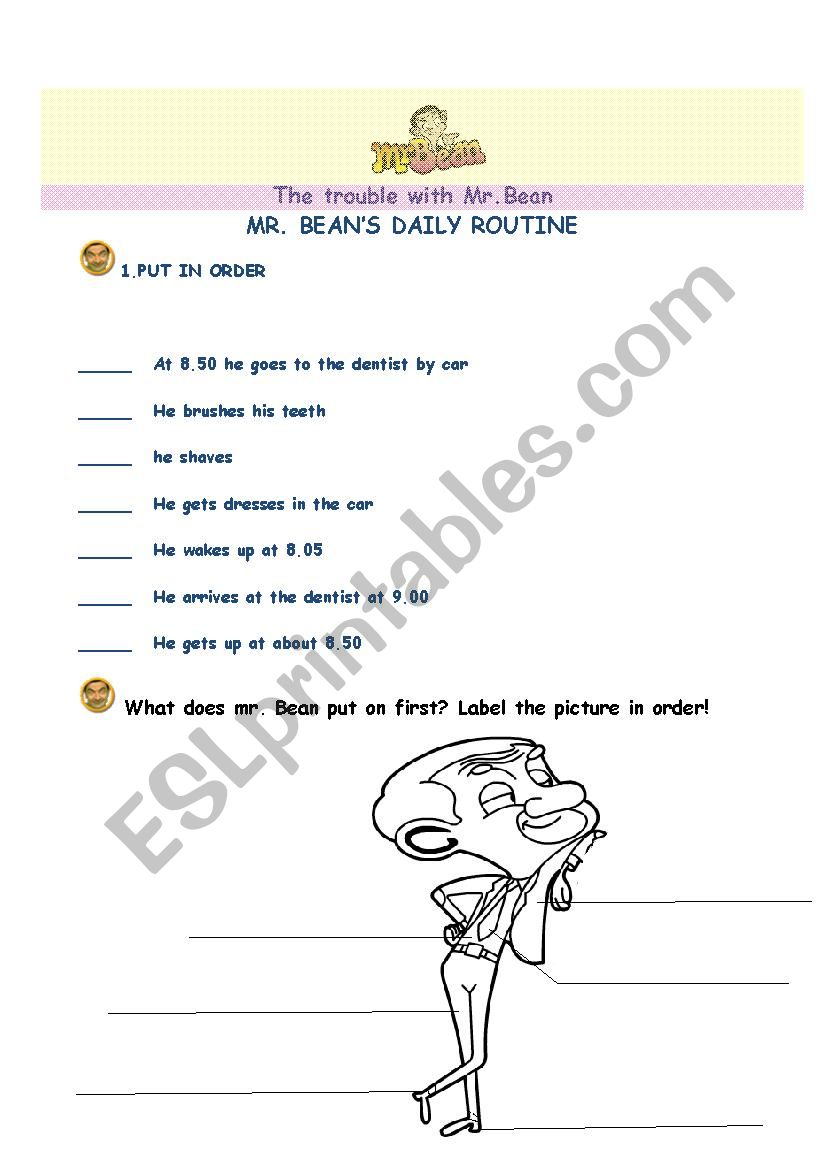 the trouble with mr. bean worksheet