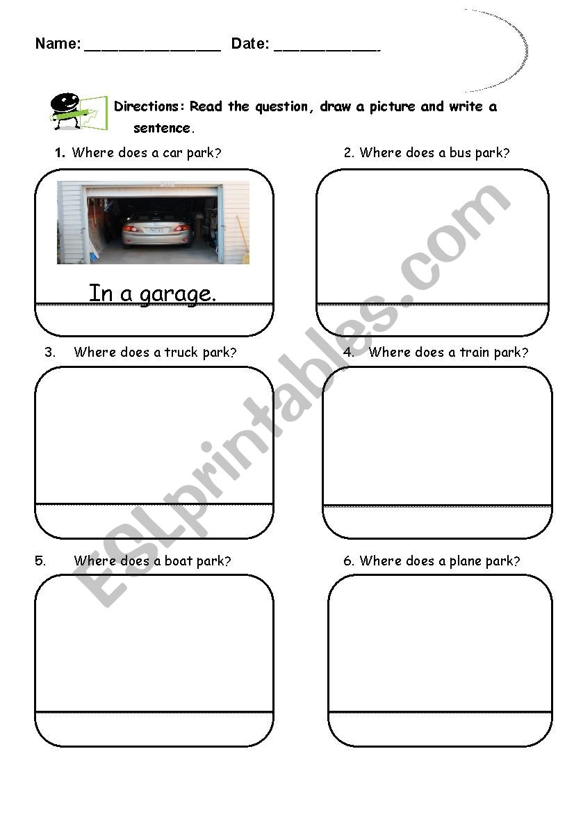 Where Does It Park? worksheet