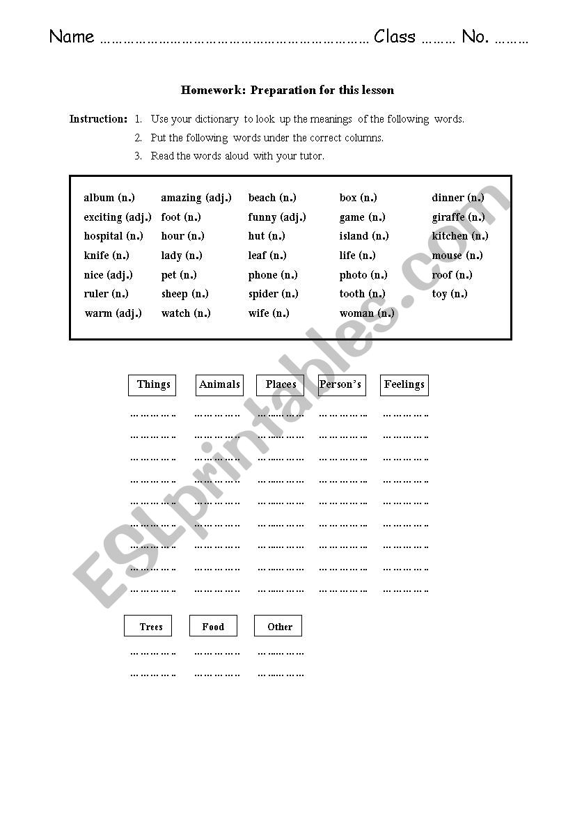 test worksheet