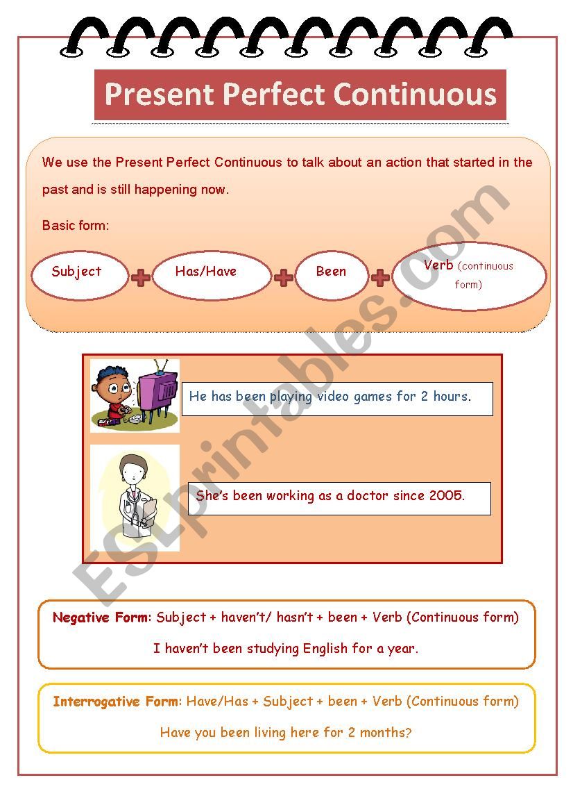 Present Perfect Continuous ESL Worksheet By Debbee