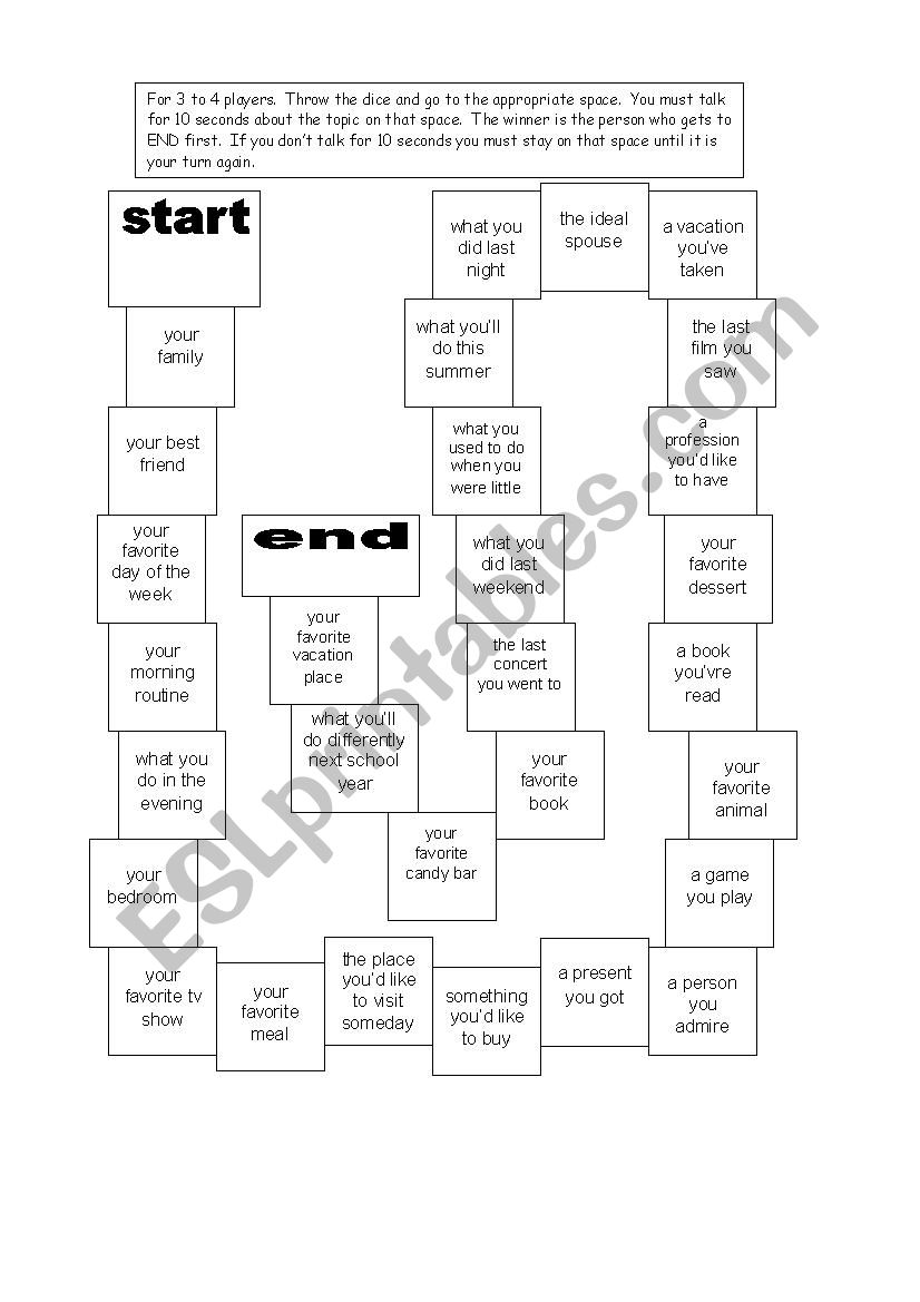 Past Tense Game worksheet