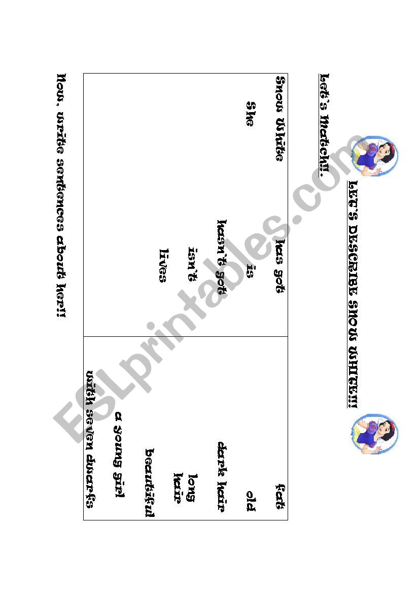 Description of Snow White worksheet