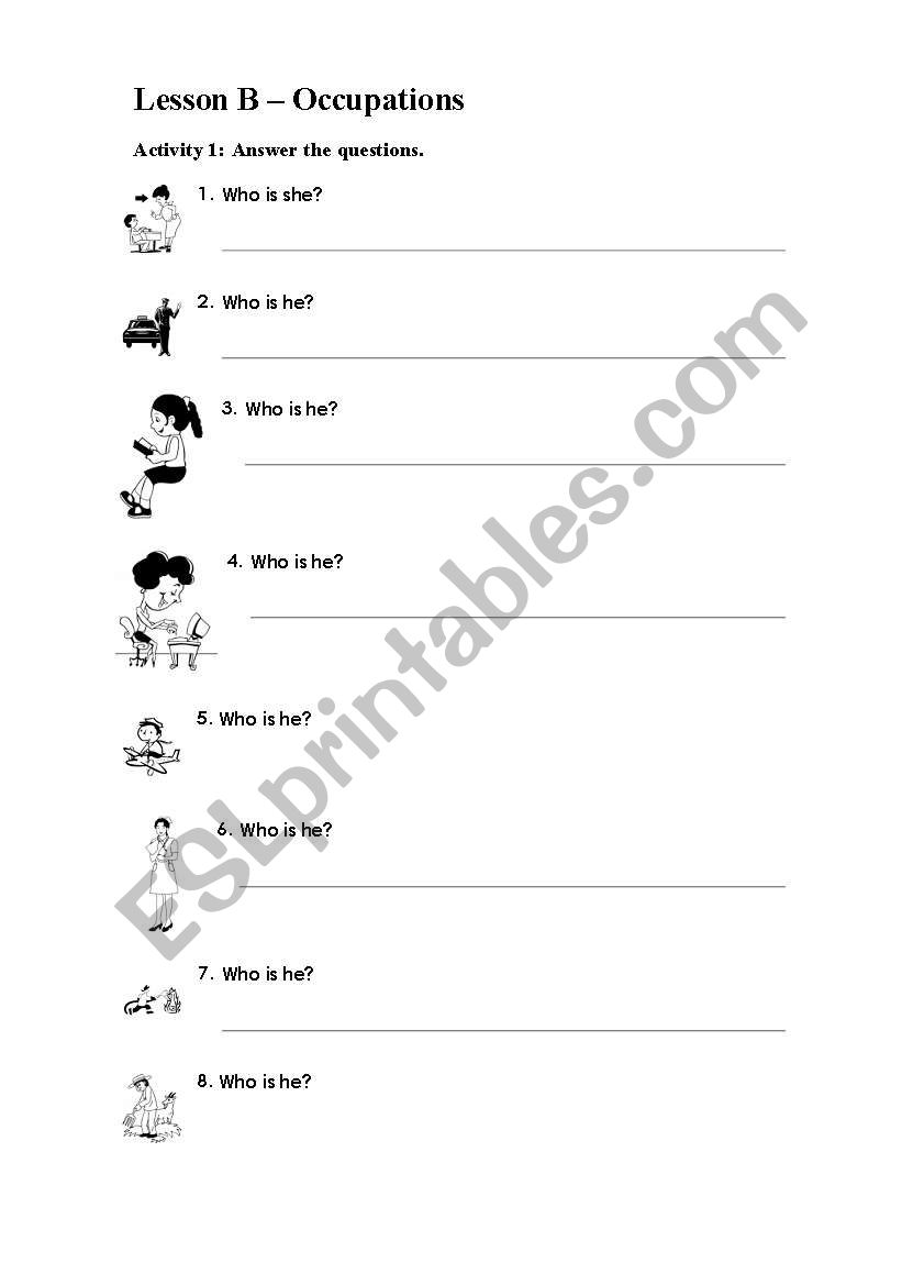 english worksheets jobs