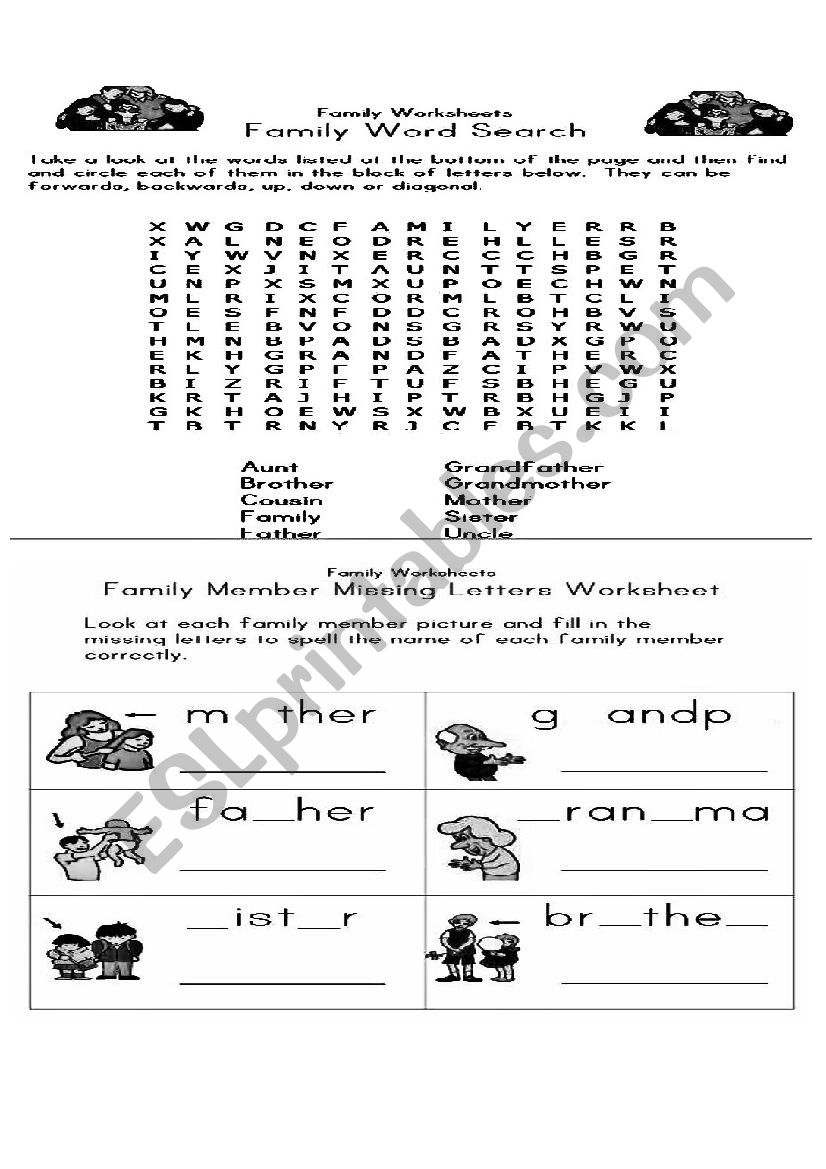 Family members worksheet