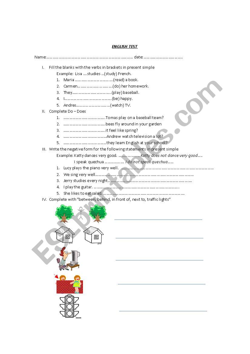 Present Simple Test worksheet