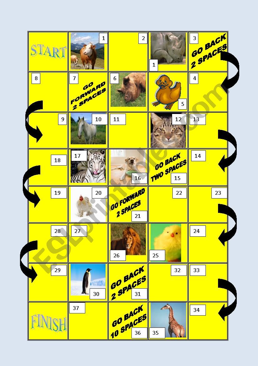  Animals Boardgame worksheet