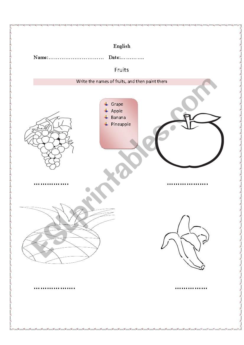 Fruit worksheet