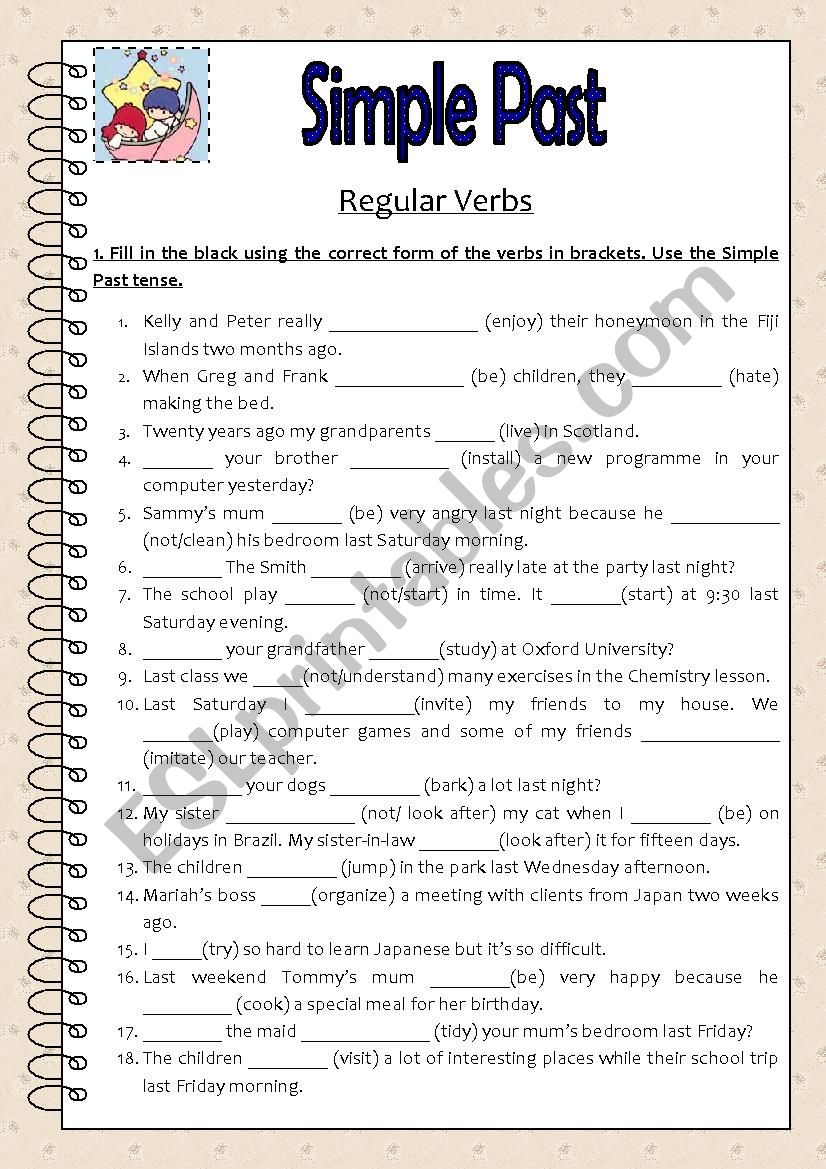Regular Past Simple Verbs Worksheet