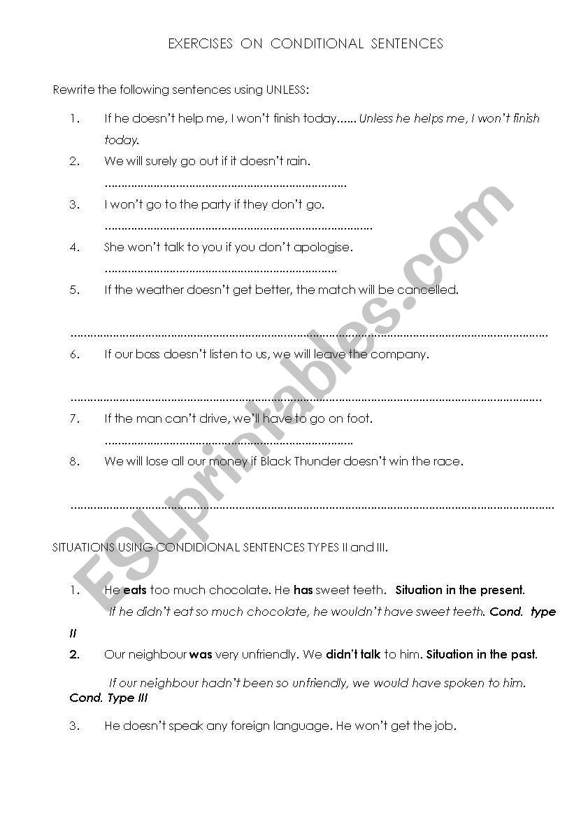 Exercises on Conditional Tenses 