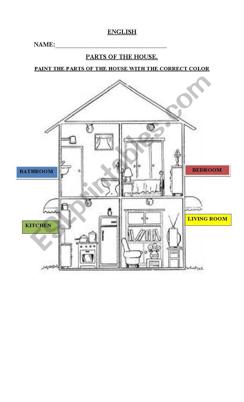 Parts of the house worksheet