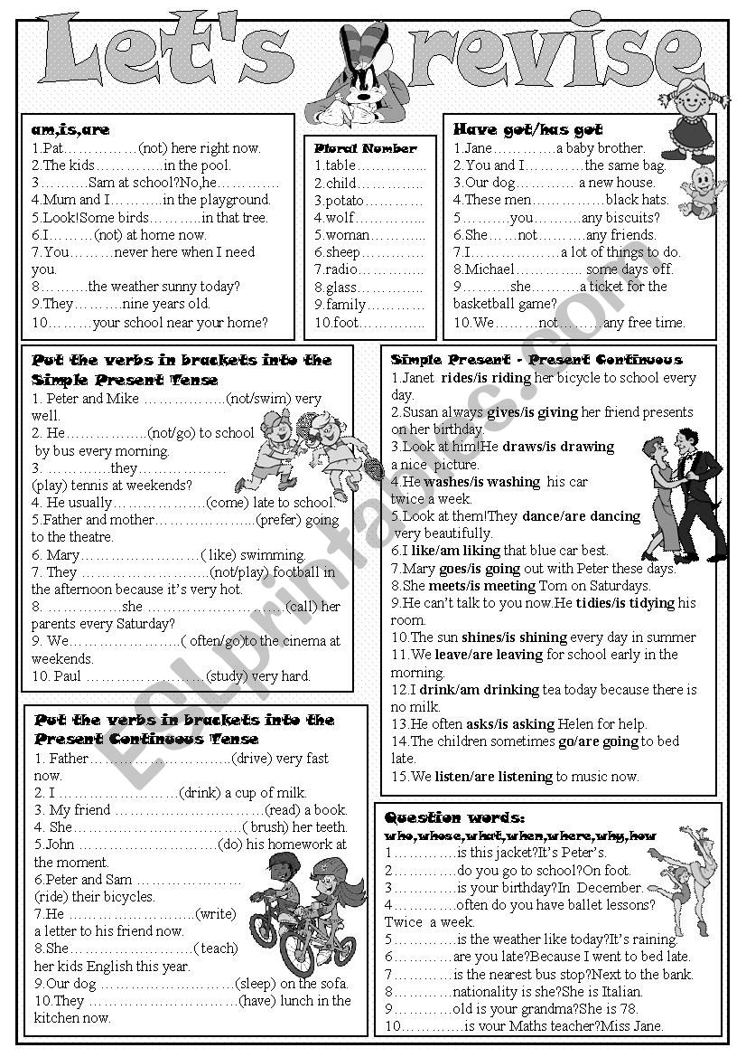 Revision exercises for beginners - ESL worksheet by Mummy1917