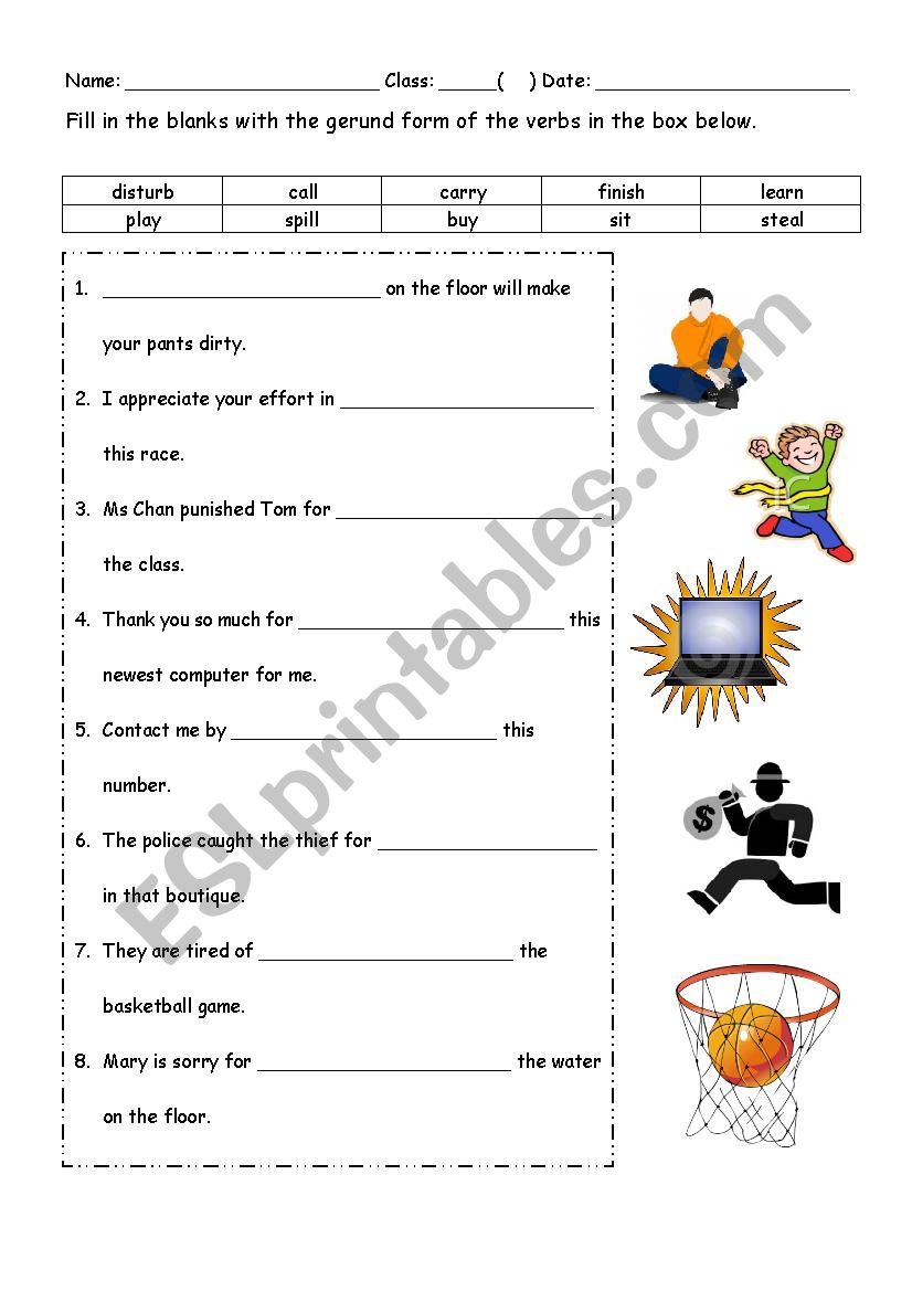 Gerund worksheet