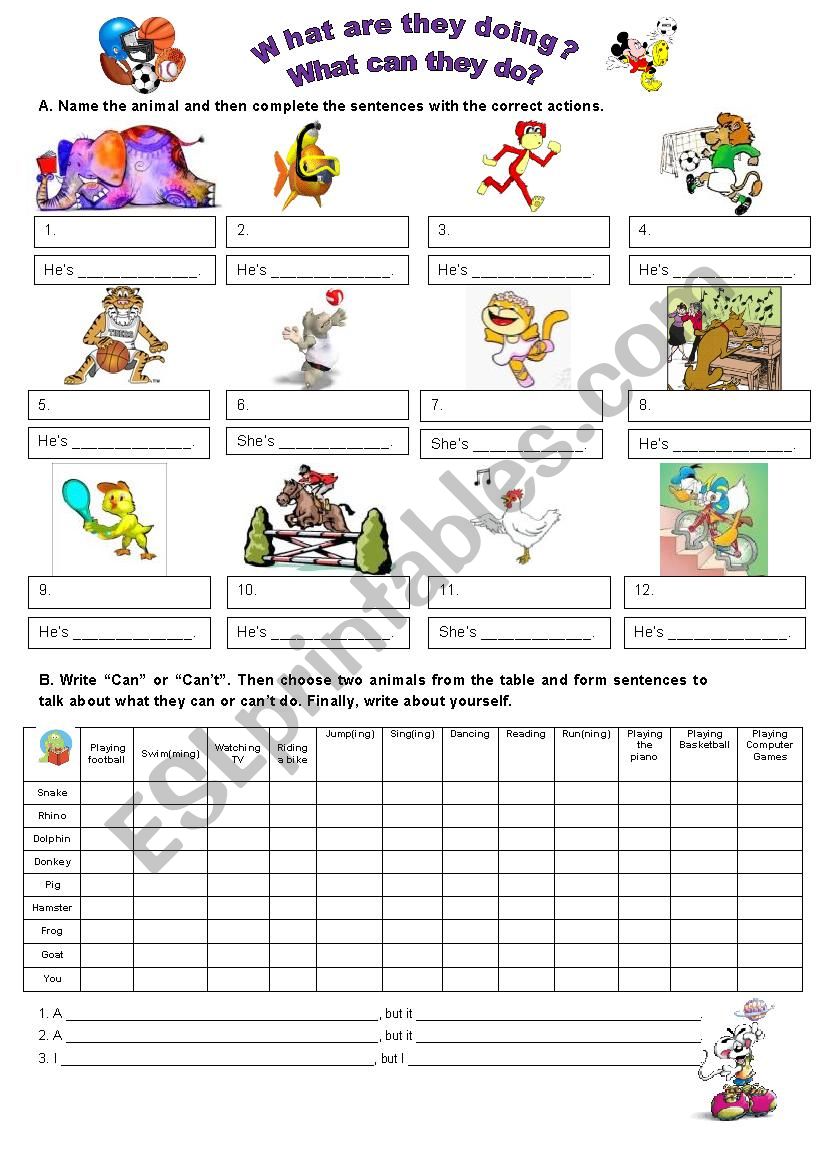 ANIMALS & ACTIONS worksheet