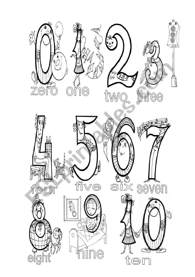 Numbers Coloring Page ESL Worksheet By Sparky777