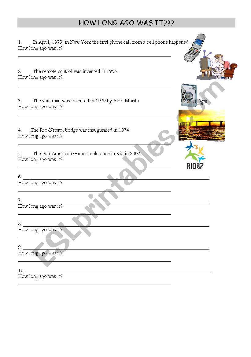 How Long Ago Was It ESL Worksheet By Podanza