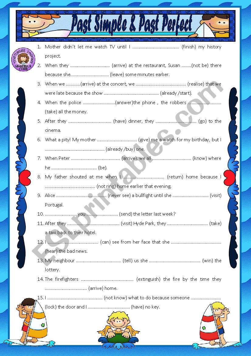 PAST SIMPLE PAST PERFECT ESL Worksheet By Macomabi