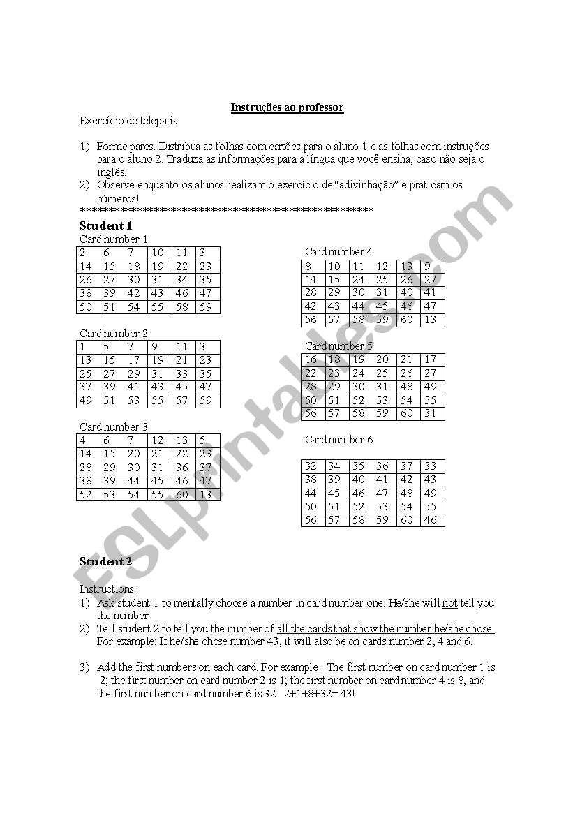 Guess the number worksheet