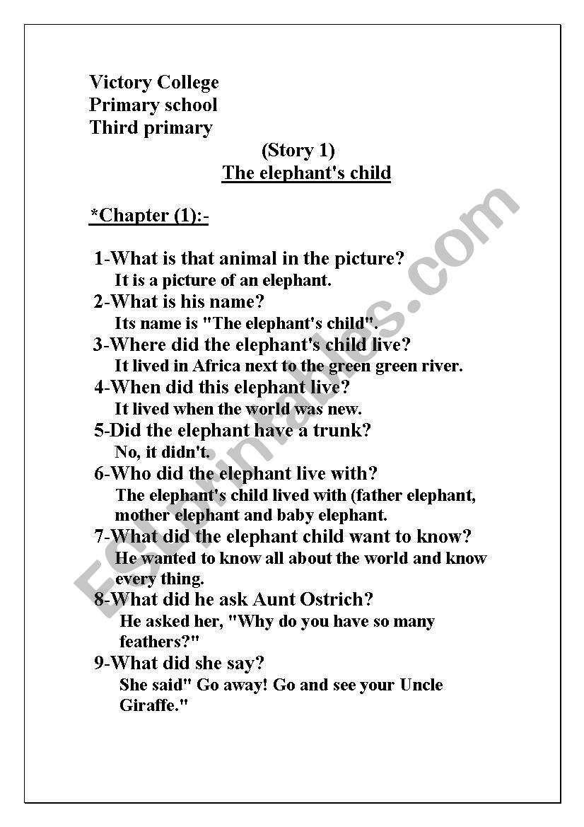 story worksheet