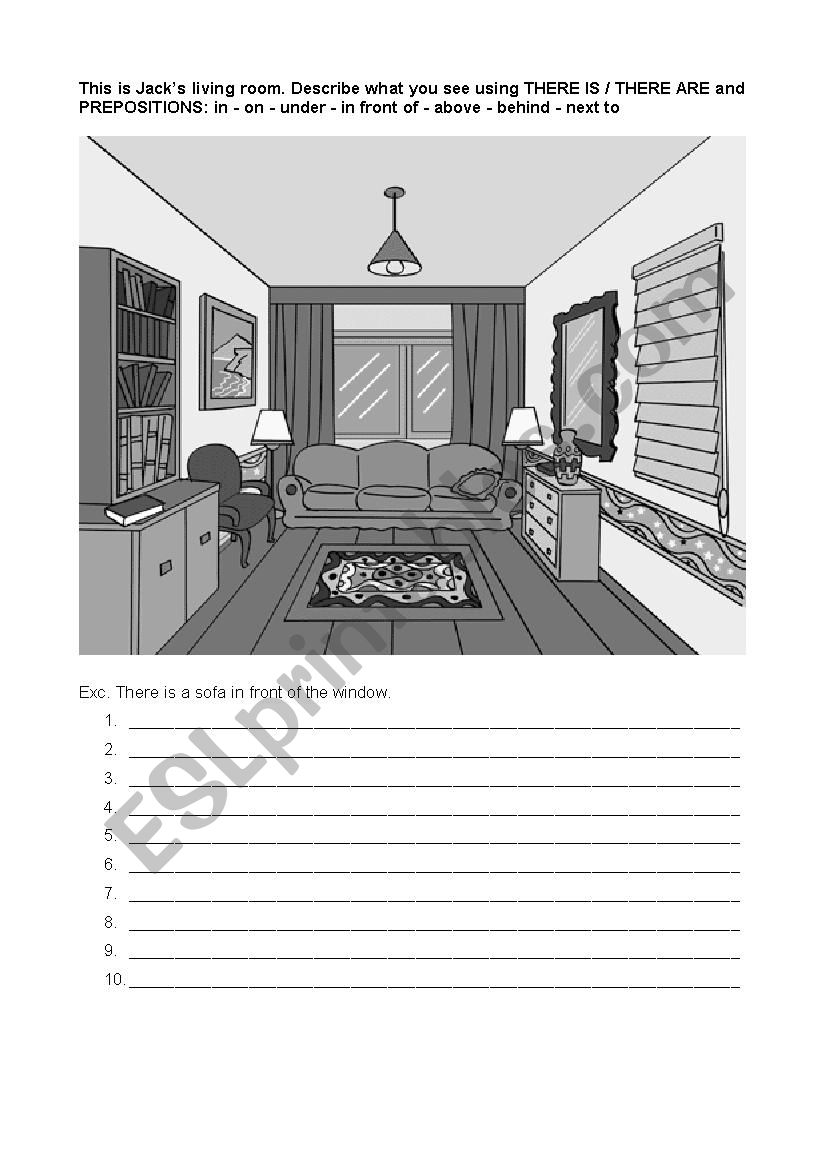 Describe a room worksheet