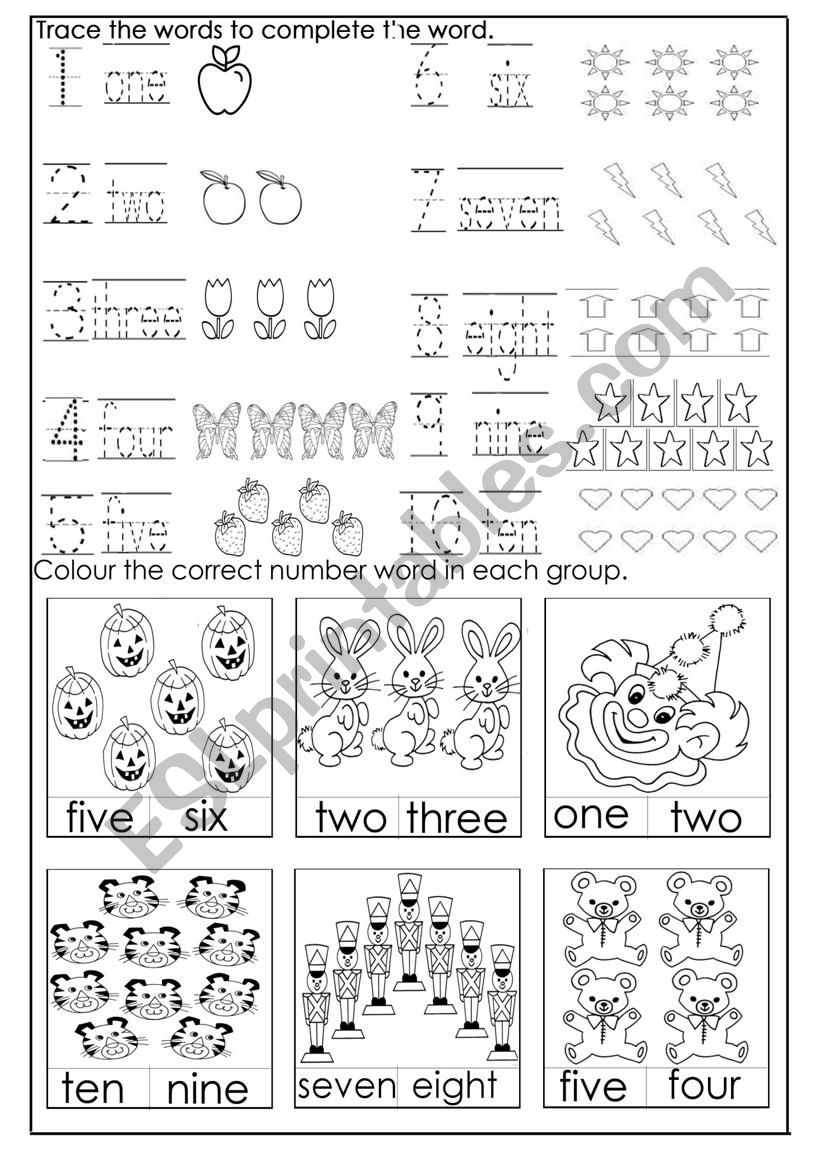 Numbers 1 10 ESL Worksheet By Jessamay27