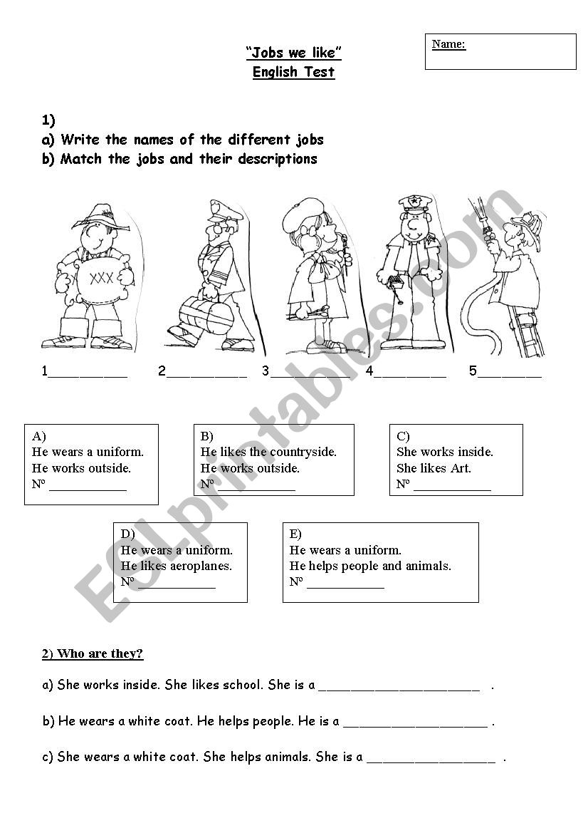 Jobs we like worksheet