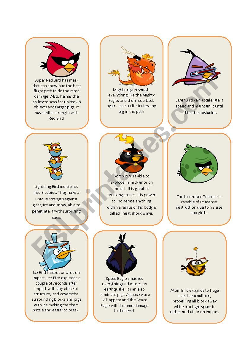 Angry Birds (1/2) worksheet