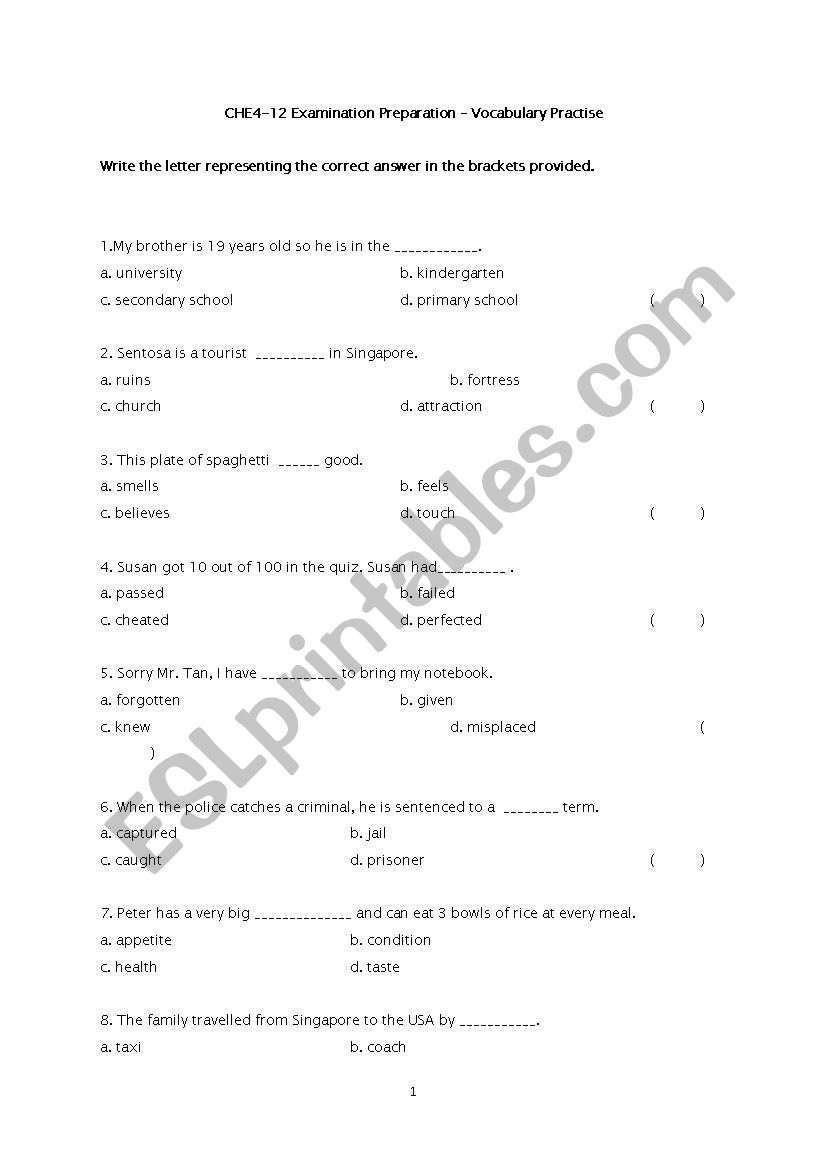 6 Best Images Of Multiple Choice Vocabulary Worksheets Context Clues Beginners Multiple Choice