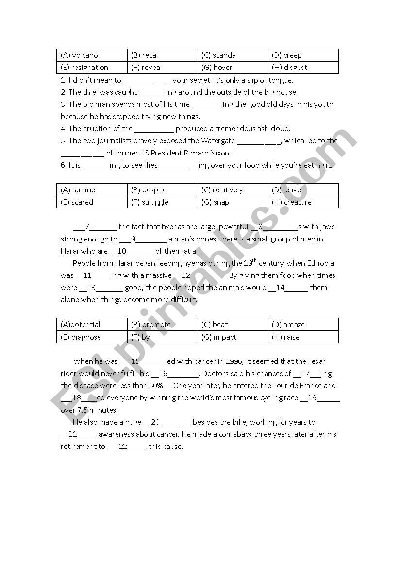 vocubulary worksheet