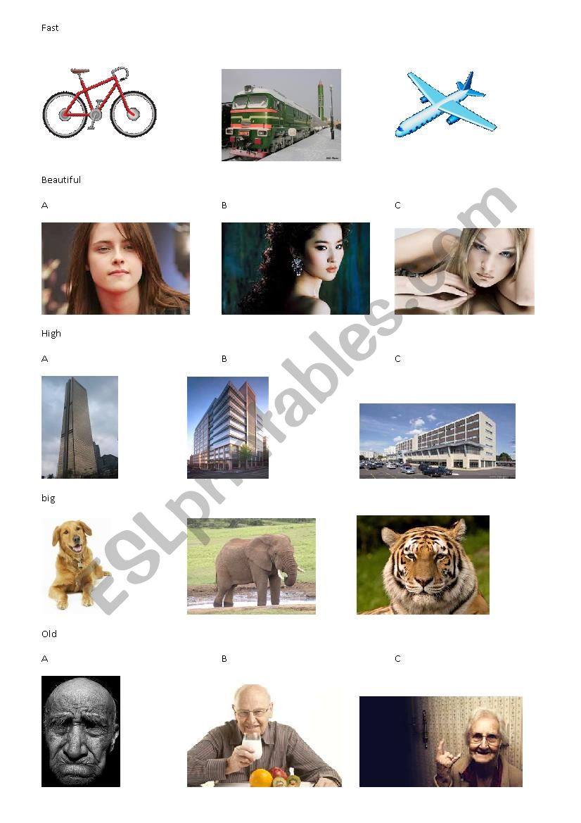compare the pictures worksheet