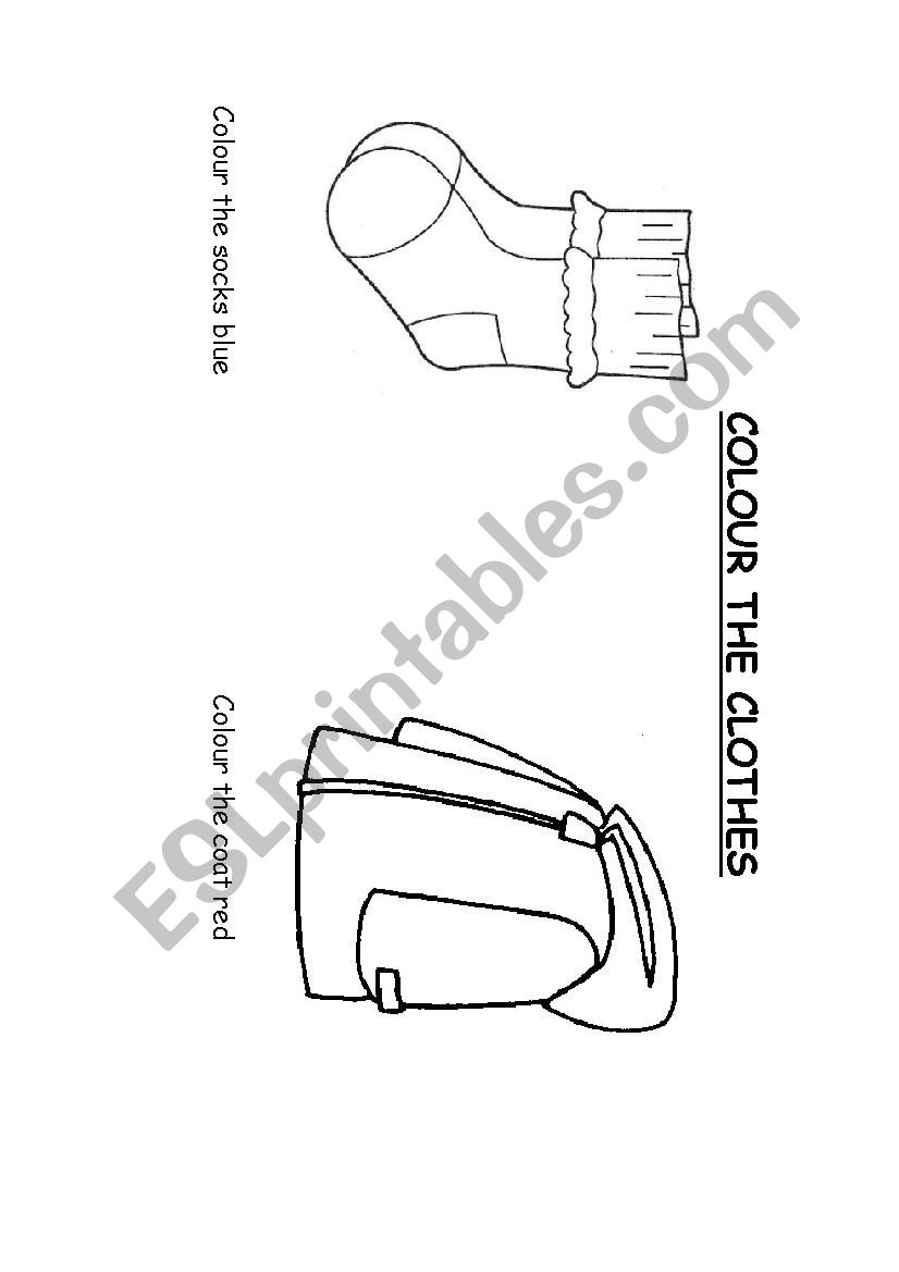 Colour the clothes worksheet